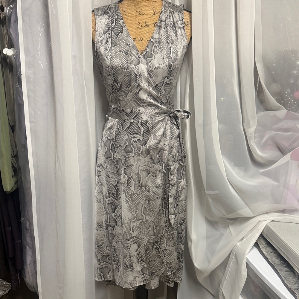 White House Black Market Snake Print 2-piece slip dress with over wrap